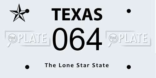 064 Texas License Plate