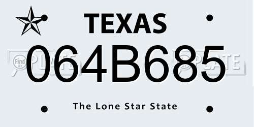 064B685 Texas License Plate
