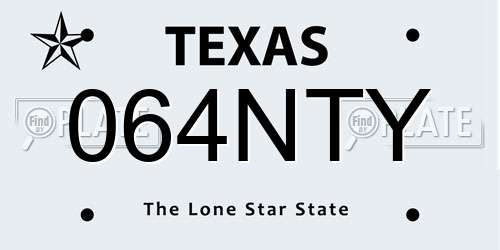 064NTY Texas License Plate