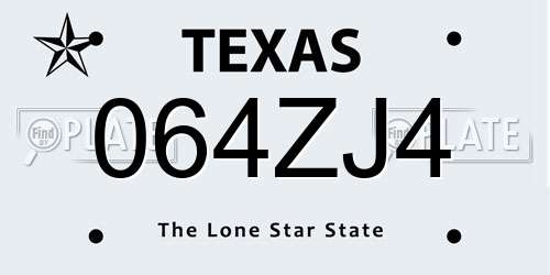 064ZJ4 Texas License Plate