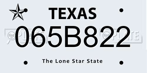 065B822 Texas License Plate