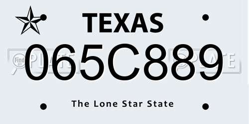 065C889 Texas License Plate