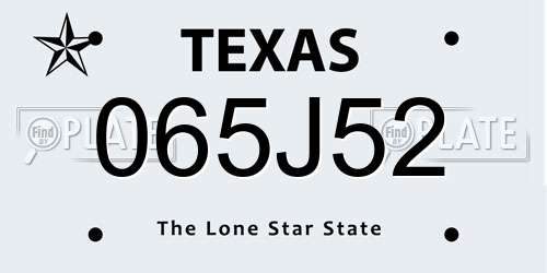 065J52 Texas License Plate