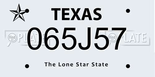 065J57 Texas License Plate