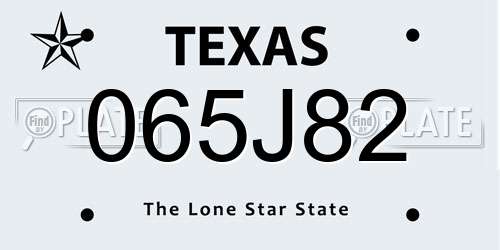 065J82 Texas License Plate