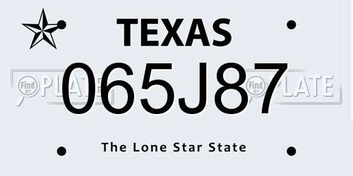 065J87 Texas License Plate