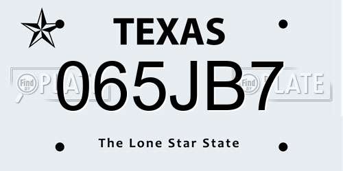 065JB7 Texas License Plate