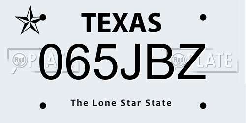 065JBZ Texas License Plate