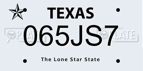 065JS7 Texas License Plate