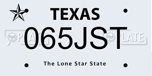 065JST Texas License Plate