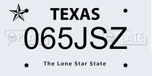 065JSZ Texas License Plate