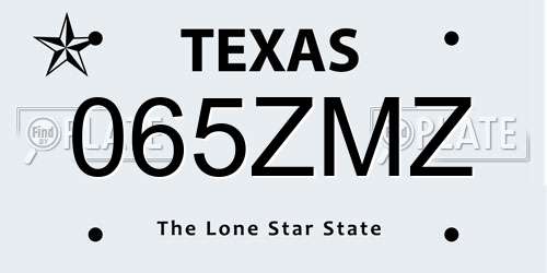 065ZMZ Texas License Plate
