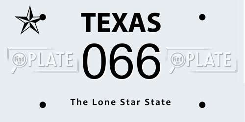 066 Texas License Plate