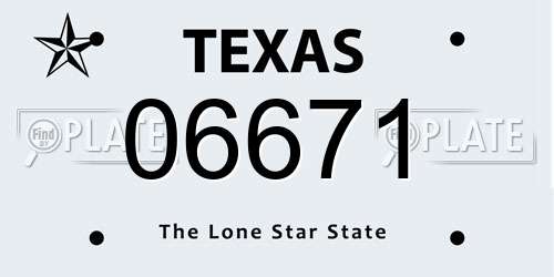06671 Texas License Plate