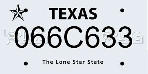 066C633 Texas License Plate