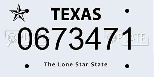 0673471 Texas License Plate