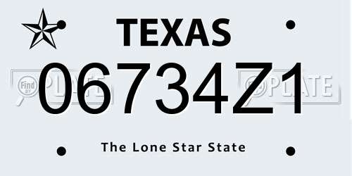 06734Z1 Texas License Plate