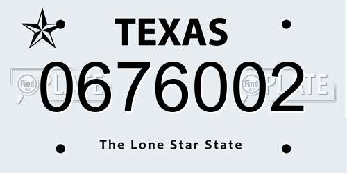0676002 Texas License Plate