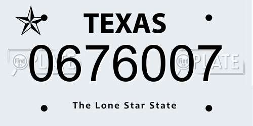 0676007 Texas License Plate
