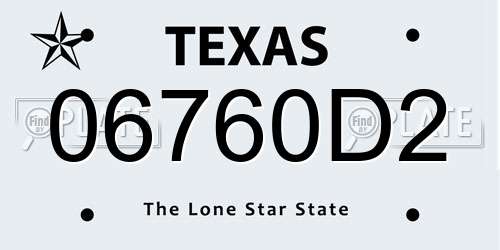 06760D2 Texas License Plate