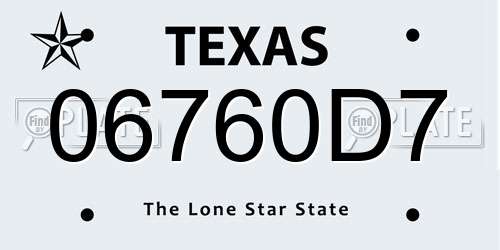 06760D7 Texas License Plate
