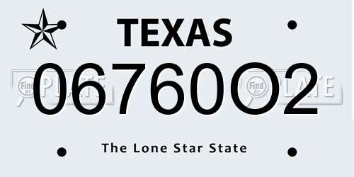 06760O2 Texas License Plate
