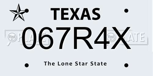 067R4X Texas License Plate