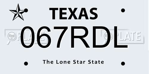 067RDL Texas License Plate