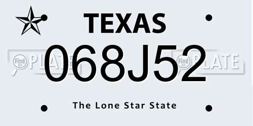 068J52 Texas License Plate