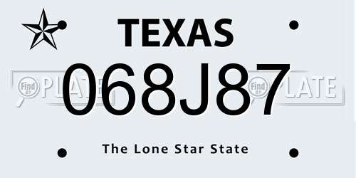 068J87 Texas License Plate