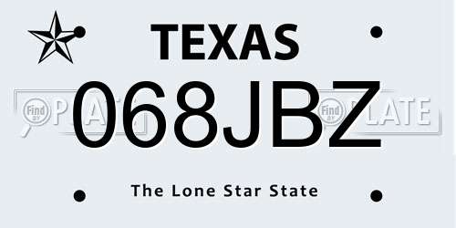 068JBZ Texas License Plate