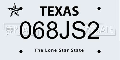 068JS2 Texas License Plate