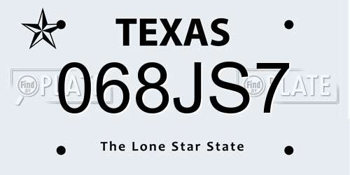 068JS7 Texas License Plate