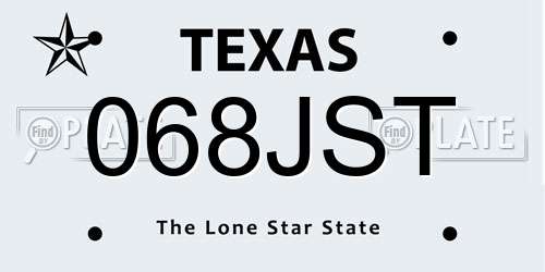 068JST Texas License Plate