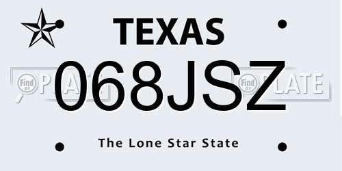 068JSZ Texas License Plate