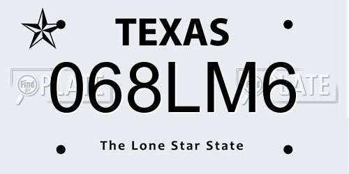 068LM6 Texas License Plate