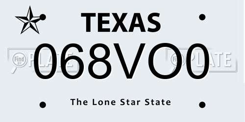 068VO0 Texas License Plate