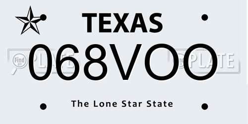 068VOO Texas License Plate