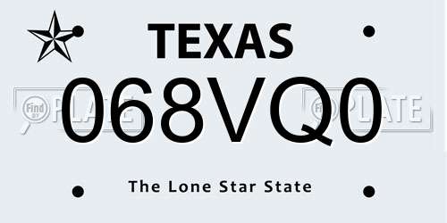 068VQ0 Texas License Plate