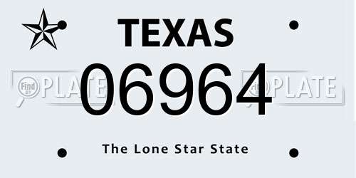 06964 Texas License Plate