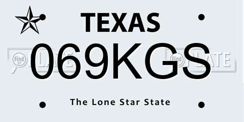 069KGS Texas License Plate