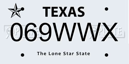 069WWX Texas License Plate