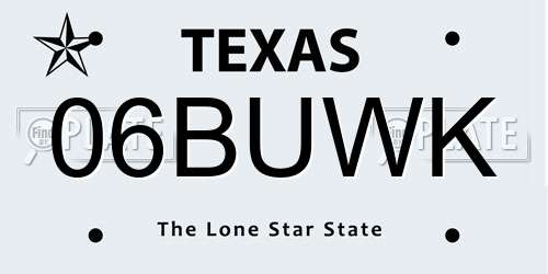 06BUWK Texas License Plate