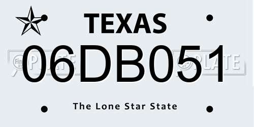 06DB051 Texas License Plate