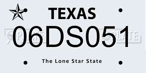 06DS051 Texas License Plate
