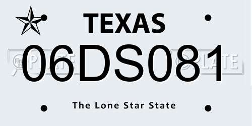 06DS081 Texas License Plate