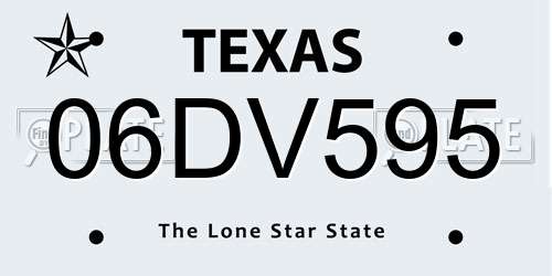 06DV595 Texas License Plate