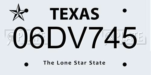 06DV745 Texas License Plate