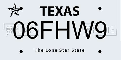 06FHW9 Texas License Plate