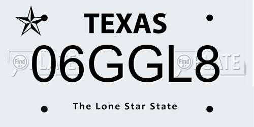 06GGL8 Texas License Plate